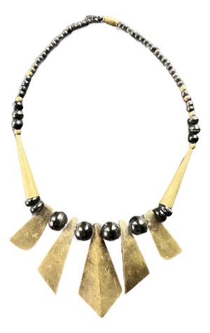 Vintage 1970s Tribal-Inspired Brass Statement Necklace