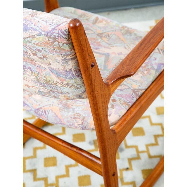 1960s Mid Century Danish Modern Rocking Chair Attributed to Benny Linden Teak Fabric MCM Rocker MCM For Sale - Image 12 of 12
