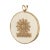 Finely detailed vintage pendant (circa 1978) crafted in 14 karat yellow gold. Off white acrylic base measures 35mm...