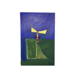 "The Lighthouse" Contemporary Abstract Coastal Collage by CL Auker For Sale