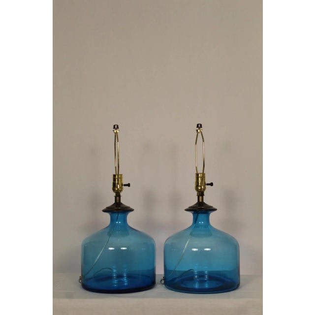 Mid 20th Century Blenko Style Table Lamps - a Pair For Sale - Image 10 of 13