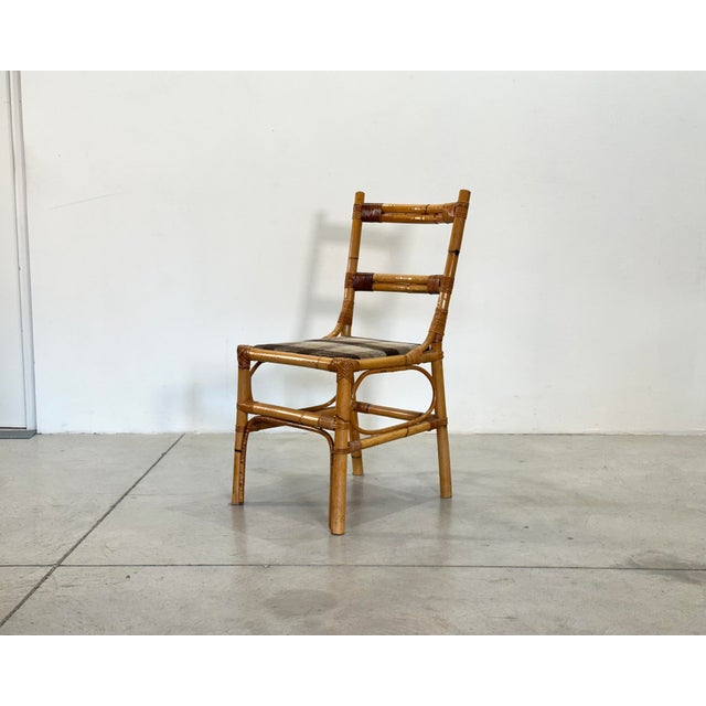 1970s Round Bamboo Table and Chairs, 1970s, Set of 5 For Sale - Image 5 of 17