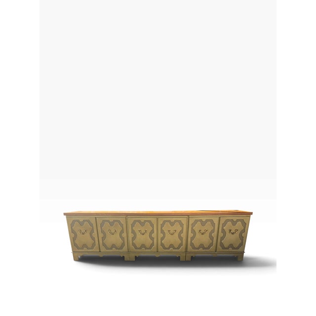 Spanish Revival 1960s Baker Furniture Monumental Three-Piece Hollywood Regency Credenza For Sale - Image 3 of 15