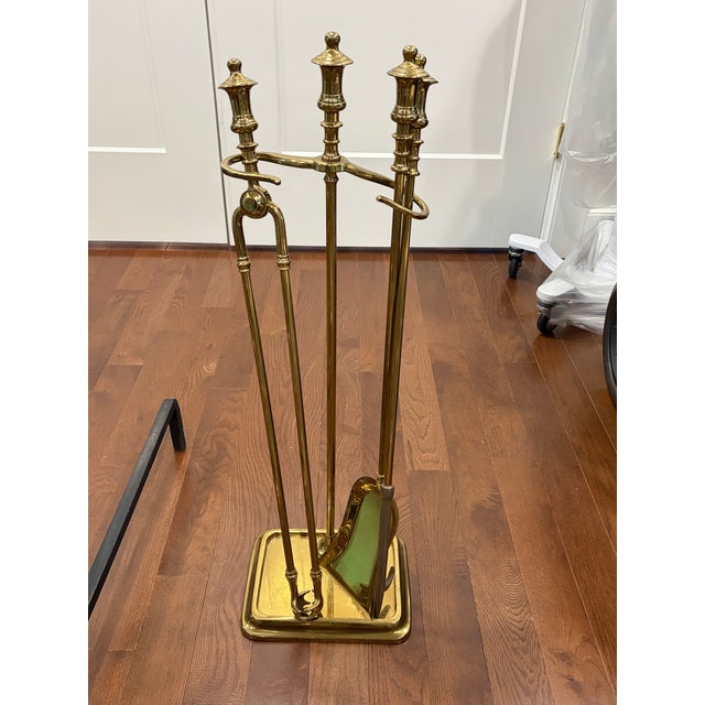 Turn of the Century Antique Brass Fireplace Set For Sale - Image 11 of 13