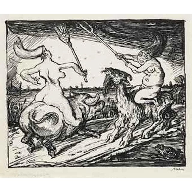 Walpurgis Nacht is an original drawing with pen and Indian ink on paper, realized by Alfred Kubin in 1920, Hand-signed....