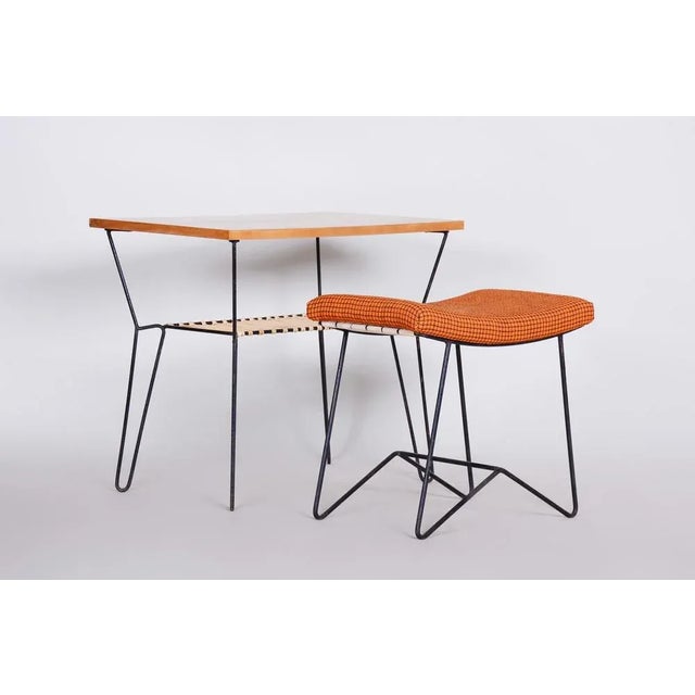 Set of Mid-Century Table with Stool in Beech and Steel, 1950s For Sale - Image 6 of 10