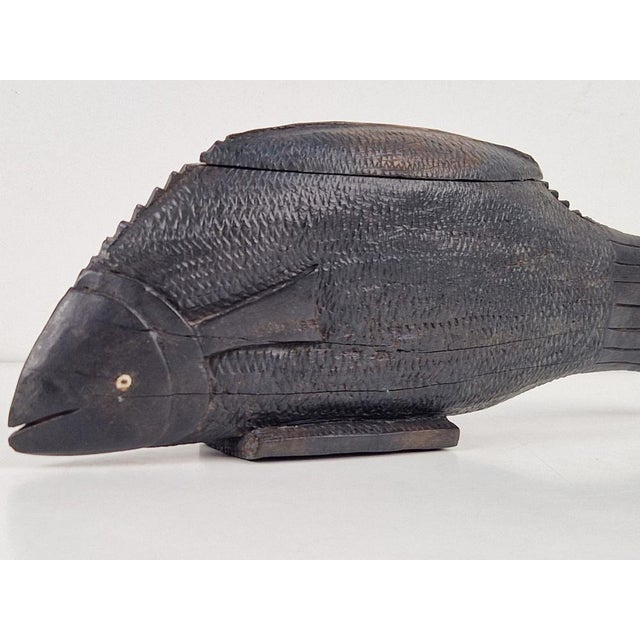 Vintage African Fish Storage Container in Hand-Carved Ebony, 1950s For Sale - Image 11 of 13