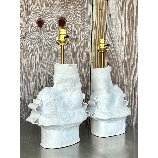 Contemporary Vintage Boho Original Ursula Schwartz Studio Pottery Lamps - -a Pair For Sale - Image 3 of 12