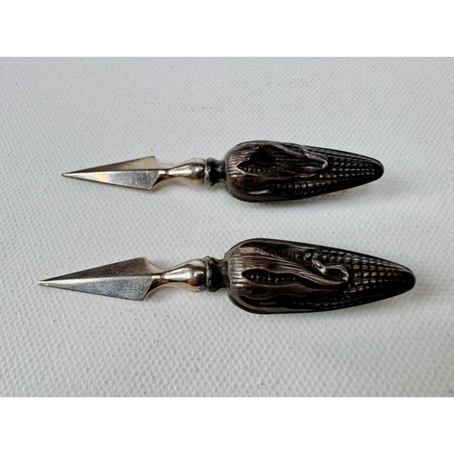 Vintage Sterling Silver-Handled Corn on the Cob Holders - Pair For Sale - Image 6 of 7