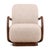 Elegant modern lounge arm chair with continuous curved wood frame that wraps fluidly from arm to base, creating a striking...