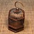This is a charming and meticulously crafted vintage miniature cricket cage (or singing insect cage), made from Huanghuali...