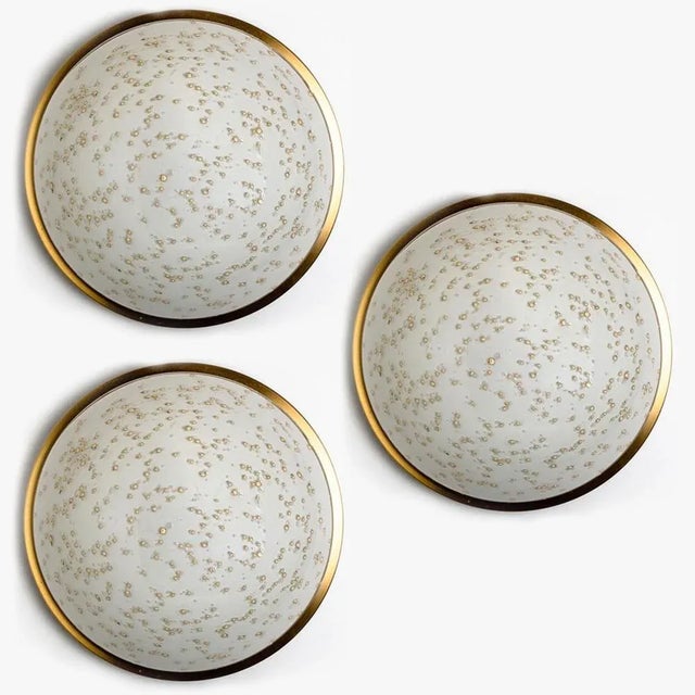 1970s Vintage German Speckled Milk Glass Flush Mount from Peill & Putzler, 1970s For Sale - Image 5 of 12