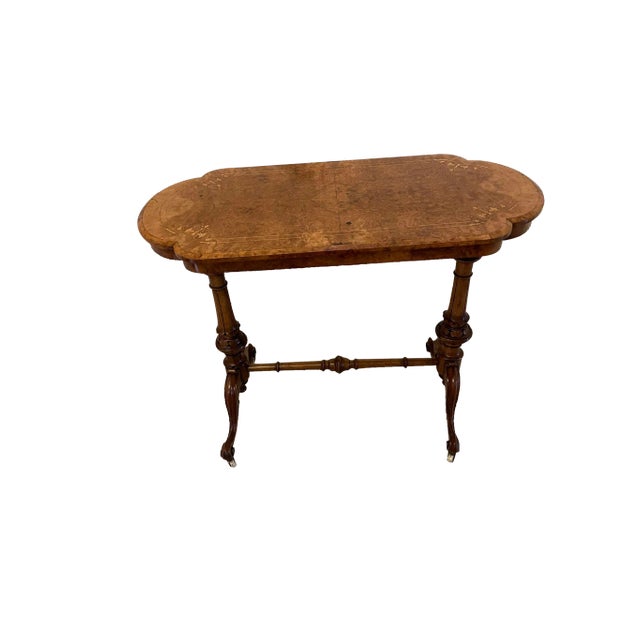 Antique Victorian Burr Walnut Inlaid Freestanding Centre Table For Sale