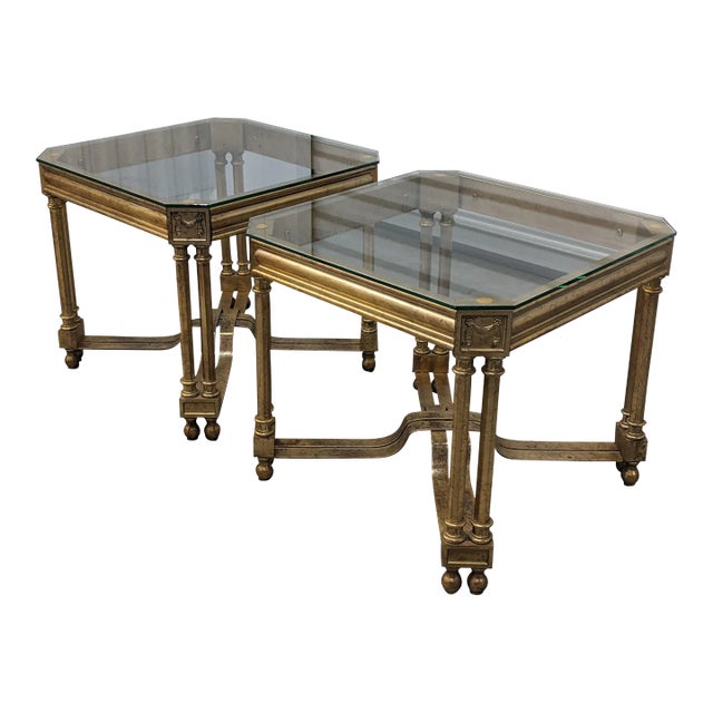 Late 20th Century Pair of Neoclassic Tables Architectural Florentine For Sale