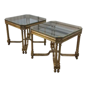 Late 20th Century Pair of Neoclassic Tables Architectural Florentine