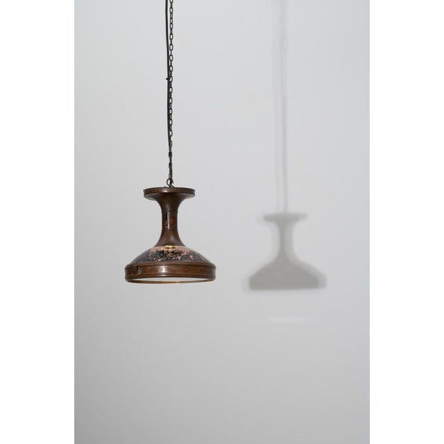 Black 1920s French Copper Industrial Pendant Lamp For Sale - Image 8 of 18
