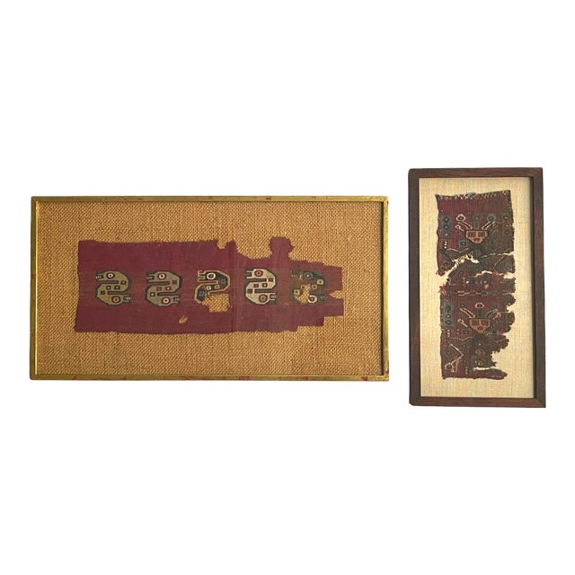 Two Framed Pre-Columbian Textile Fragment Chimu Chancay Culture Peru For Sale