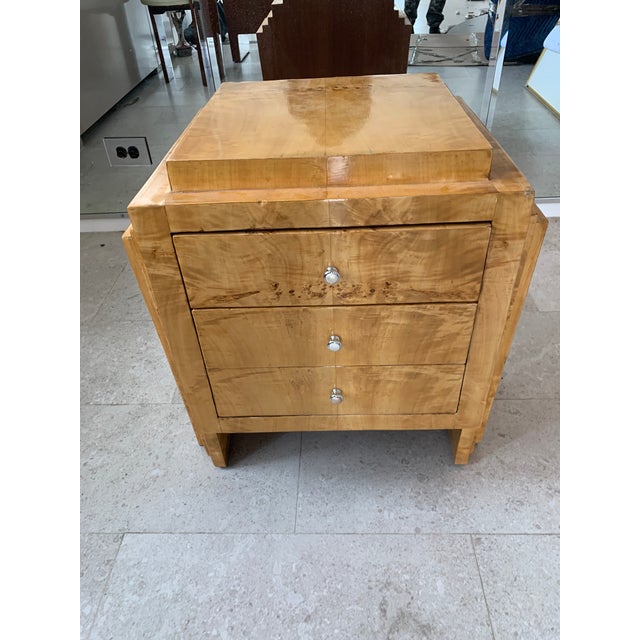 Brown Mid-Century Art Deco Burl Wood Side Table or Night Stand For Sale - Image 8 of 12