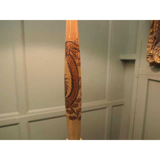 Wood Vintage Carved Floor Lamp, 1930 For Sale - Image 7 of 8