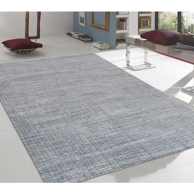 Pasargad Home Slate Blue Area Rug, 9' 0'' X 12' 0'' For Sale - Image 4 of 4
