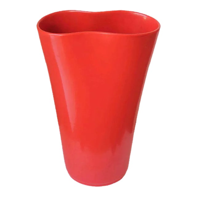 Red Lacquered Ceramic Vase from Pozzi, 1950s For Sale