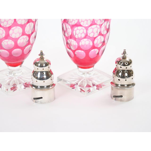 Gemstone Val Saint Lambert Pink Glass Bottles With Diamond-Cut & Etched Decoration For Sale - Image 7 of 12