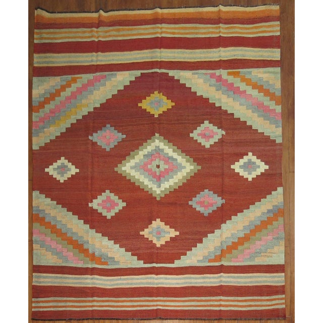Vintage Zabihi Collection Turkish Room Size Kilim - 8'5" x 11'6" For Sale - Image 4 of 7