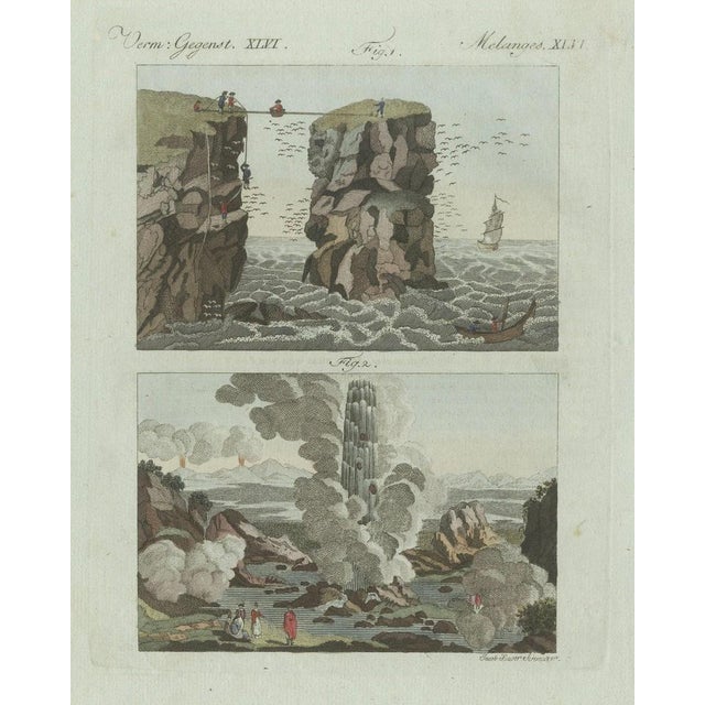 Bertuch, Iceland Geyser, Hekla and Orkney Bird Catchers, 1802, Engraving For Sale - Image 6 of 11