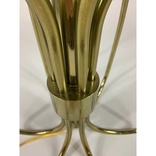 Mid-Century Modern Late 20th Century Oversized Brass Sculptural Loop Table Lamp With Shade For Sale - Image 3 of 11