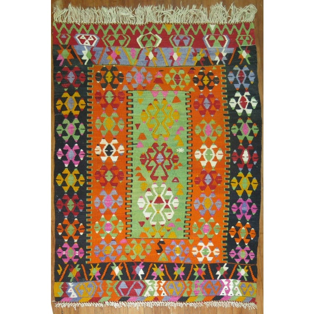 Mid 20th Century Vintage Colorful Turkish Kilim, 5' X 6'10'' For Sale In New York - Image 6 of 6