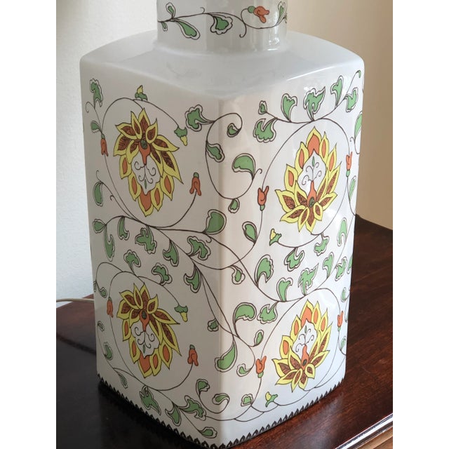 Vintage Lotus Flower Ceramic Table Lamp For Sale - Image 10 of 13