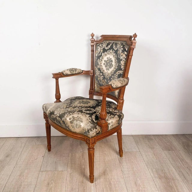 French Louis XVI Style Armchair, France Circa 1960 For Sale - Image 3 of 6