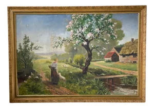 1920s, Oil on Canvas, Fabric & Plaster, Framed