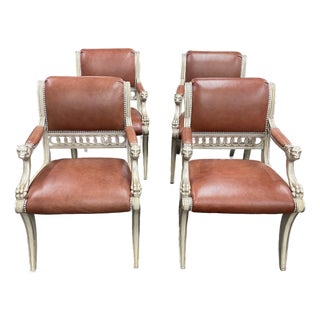 1990s Ferguson Copeland Lionhead Regency Armchairs, Set of 4 For Sale
