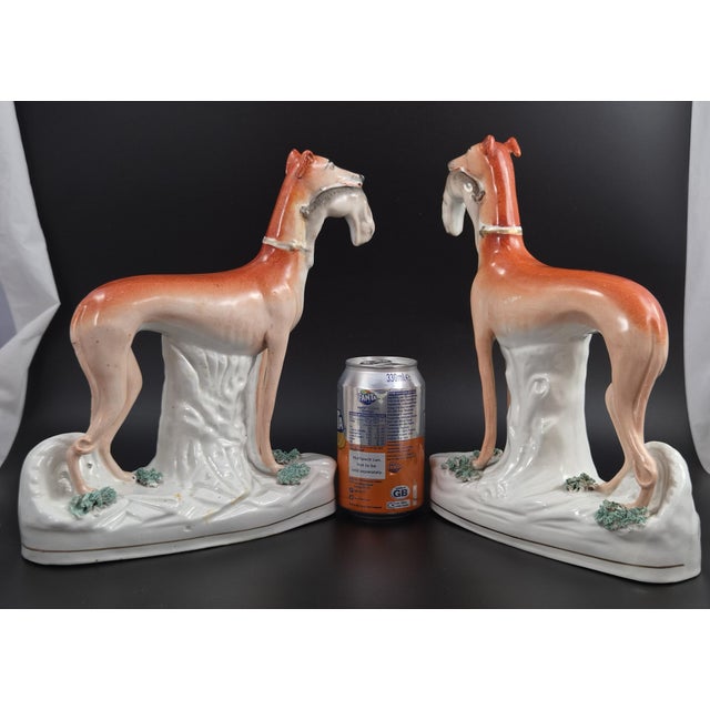 Victorian Porcelain Staffordshire Greyhounds with Hares, England, 1850, Set of 2 For Sale - Image 13 of 16