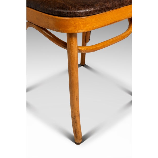 Single Patinaed Bentwood Prague Model 811 Side Dining Chair in Leather in the Manner of Josef Frank for Stendig, Usa, C. 1960s For Sale - Image 13 of 18