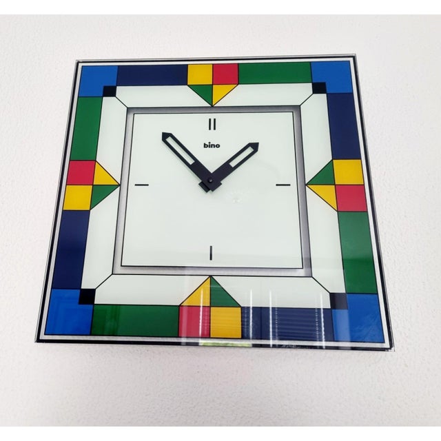 Large Glass Wall Clock by Bino, 1980s For Sale - Image 4 of 12
