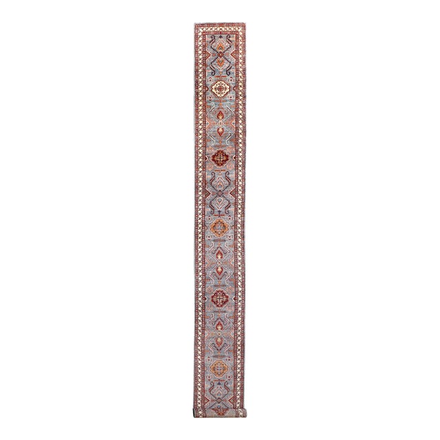 Hand Knotted Kazak Runner. 02'05" X 27'01" For Sale