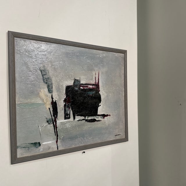 An abstract painting which appears to me to be of a seascape.