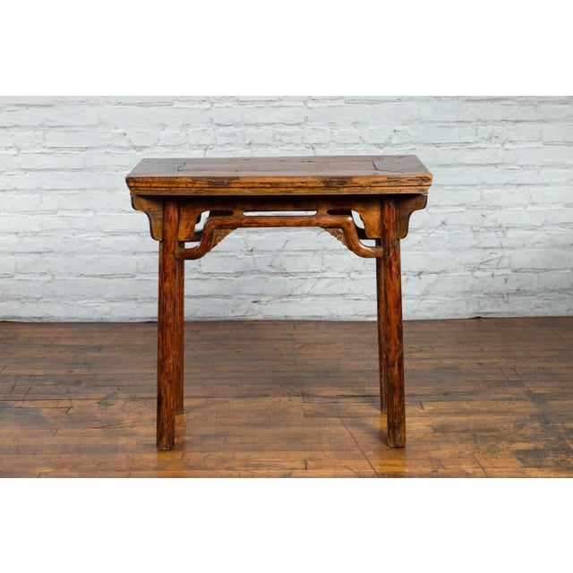 Mid 19th Century Chinese Qing Dynasty Ming Style Distressed Patina Elmwood Wine Table For Sale - Image 9 of 13