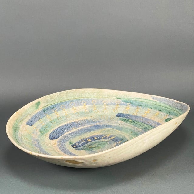 Mid-Century Modern Vintage 50s Mid-Century Modern Crumrine Art Pottery Huge Ceramic Bowl For Sale - Image 3 of 13