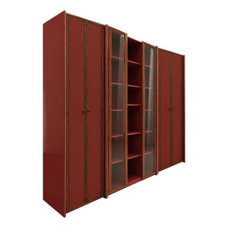 Mid-Century Italian Red Lacquered Modular Wall Unit by Afra & Tobia Scarpa, 1960s, Set of 3 For Sale