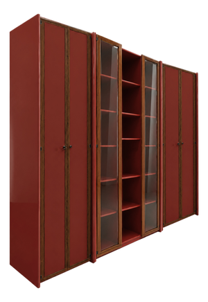 Mid-Century Italian Red Lacquered Modular Wall Unit by Afra & Tobia Scarpa, 1960s, Set of 3