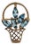 14k Gold Blue Topaz Flower Basket Pin or Pendant For Sale