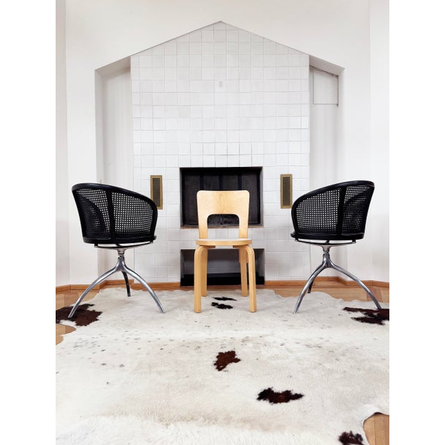 1990s Set of 4 Paolo Rizzatto Alias 901 Young Lady Chairs Black Seat & Cane, Aluminum For Sale - Image 12 of 18