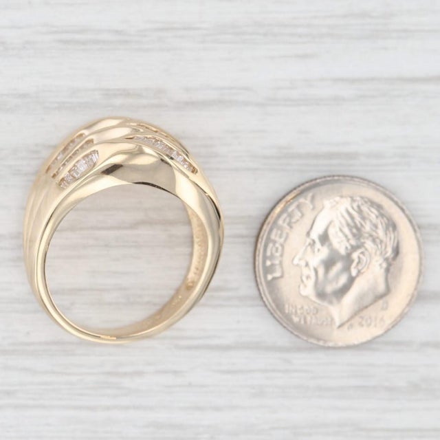 Gold 1ctw Diamond Contoured Multiband Ring 14k Yellow Gold Size 6.25 For Sale - Image 8 of 8