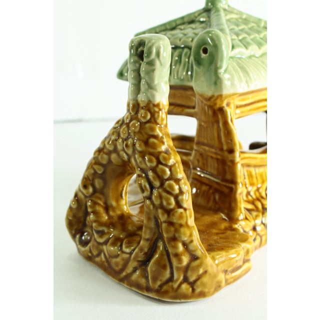 1930's-40's Majolica Figurine / Lamp Base in the Shape of a Well / Gazebo Structure For Sale - Image 10 of 13