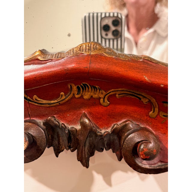 Red Chinoiserie Lacquered Mirror For Sale In Washington DC - Image 6 of 11