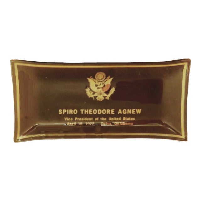 1970s Political Souvenir Glass Tray for Vice-President Spiro Agnew For Sale