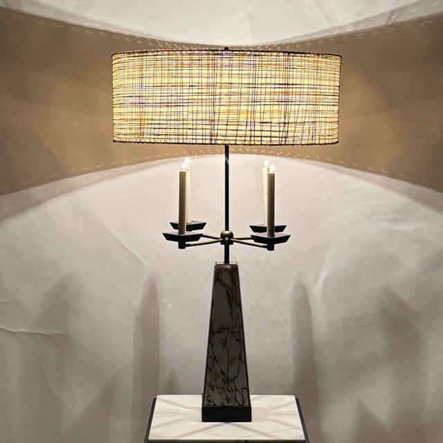 Mid-Century Obelisk Candelabra Lamp in the Style of Tommi Parzinger For Sale - Image 9 of 10